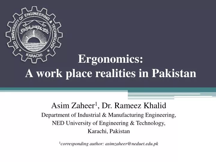 ergonomics a work place realities in pakistan