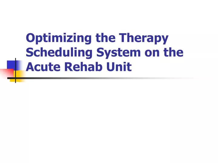 optimizing the therapy scheduling system on the acute rehab unit
