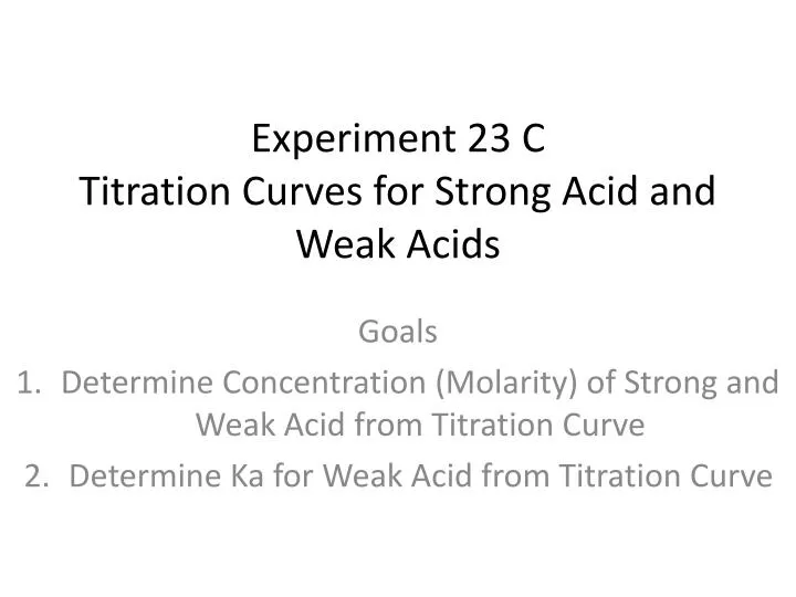 experiment 23 c titration curves for strong acid and weak acids