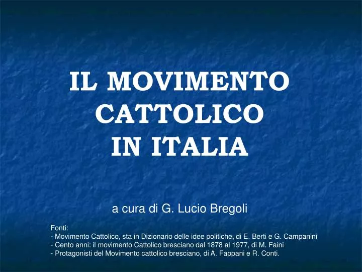 il movimento cattolico in italia