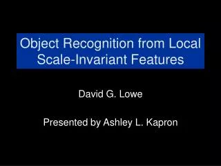 Object Recognition from Local Scale-Invariant Features