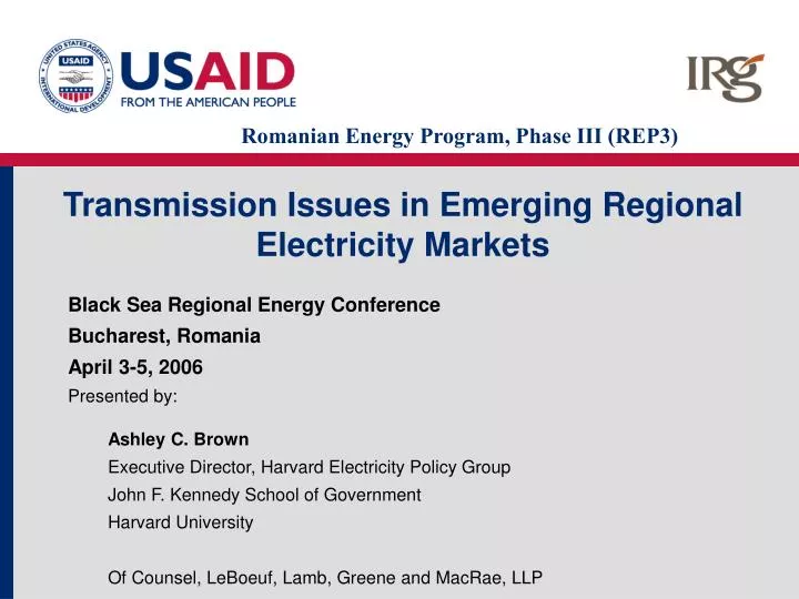 transmission issues in emerging regional electricity markets