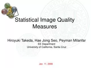 Statistical Image Quality Measures