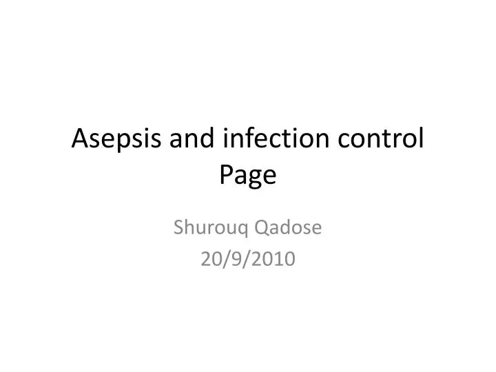 asepsis and infection control page