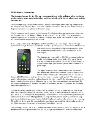 Mobile Review: Samsung Ace