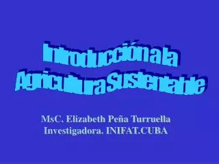 MsC. Elizabeth Peña Turruella Investigadora. INIFAT.CUBA