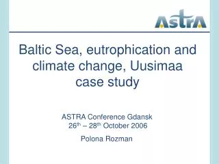 Baltic Sea, eutrophication and climate change, Uusimaa case study
