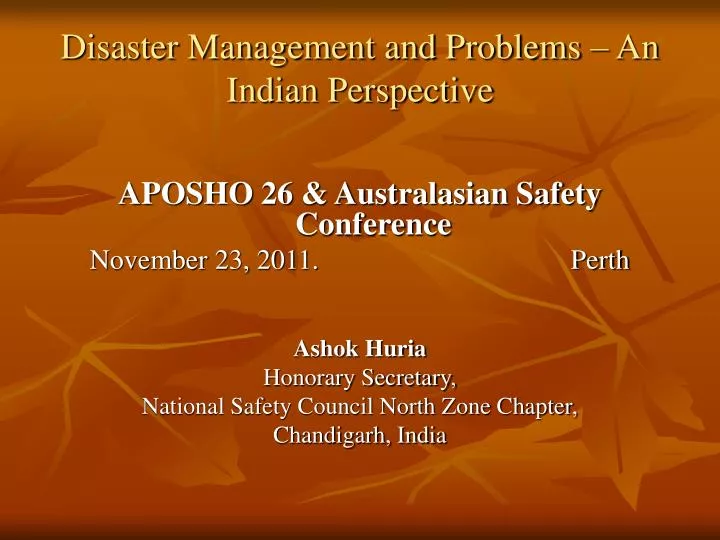 disaster management and problems an indian perspective