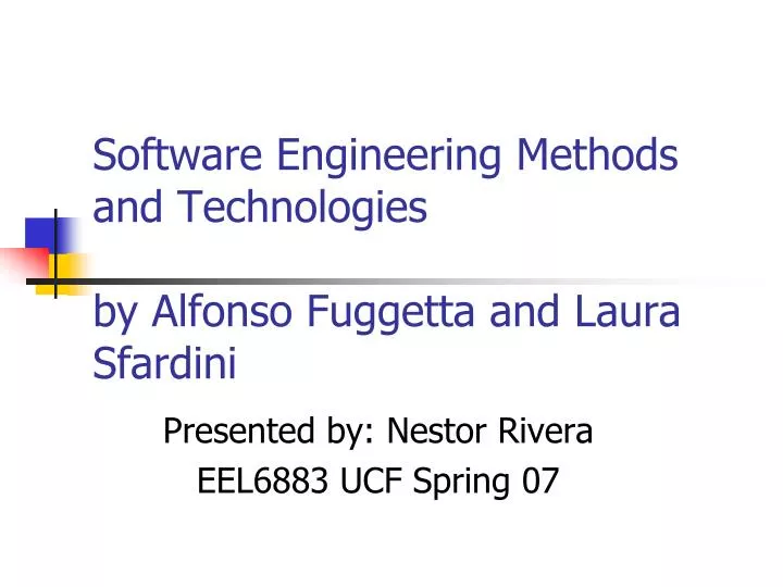software engineering methods and technologies by alfonso fuggetta and laura sfardini
