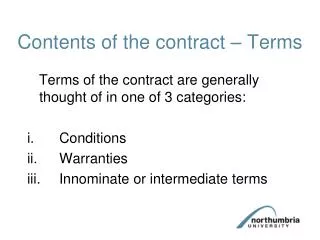 Contents of the contract – Terms