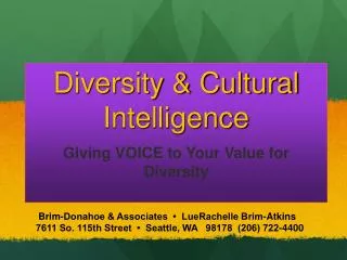 Brim-Donahoe &amp; Associates • LueRachelle Brim-Atkins 7611 So. 115th Street • Seattle, WA 98178 (206) 722-440