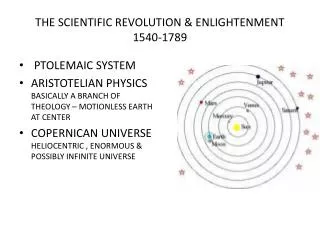 THE SCIENTIFIC REVOLUTION &amp; ENLIGHTENMENT 1540-1789