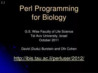 Perl Programming for Biology