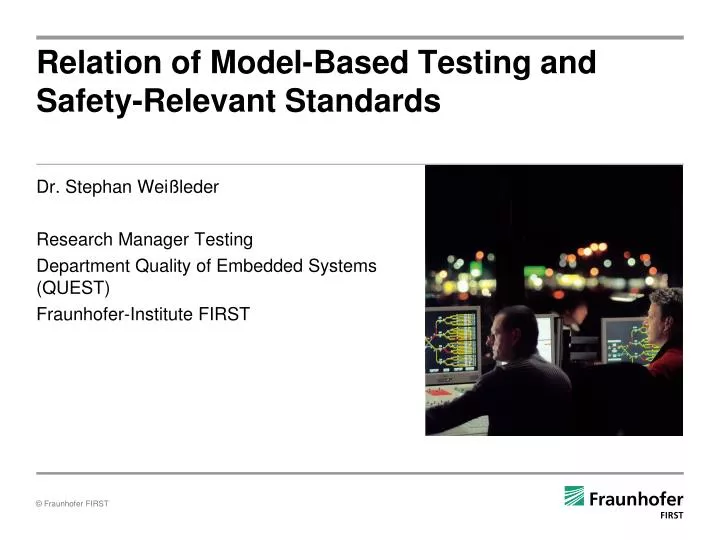 relation of model based testing and safety relevant standards