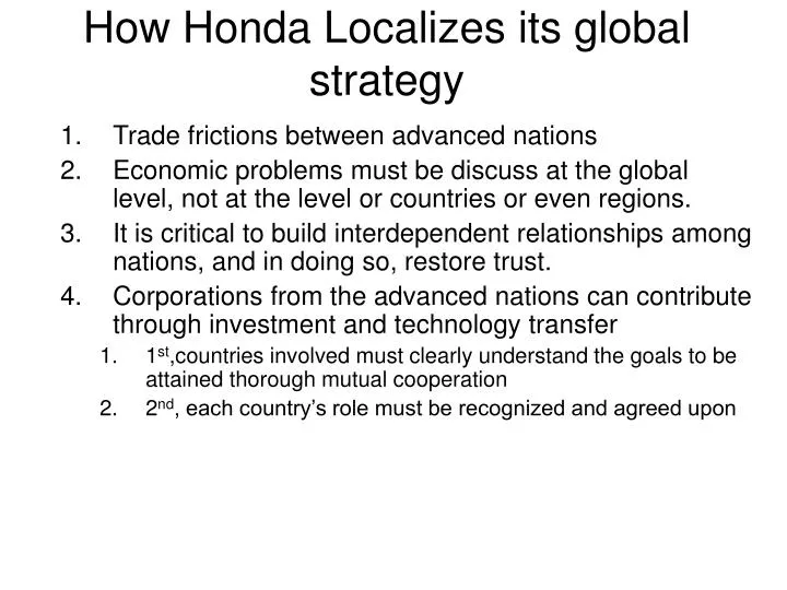 how honda localizes its global strategy