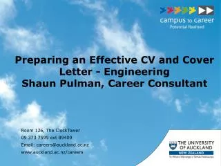 Preparing an Effective CV and Cover Letter - Engineering Shaun Pulman, Career Consultant