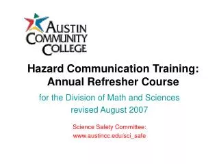 Hazard Communication Training: Annual Refresher Course