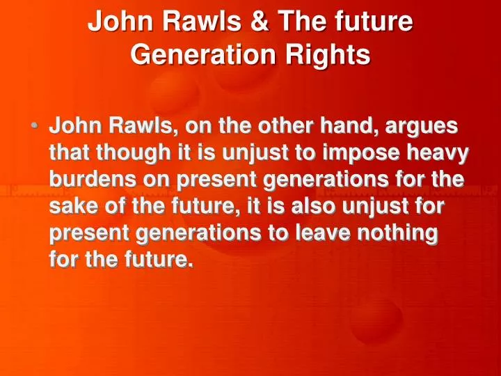 john rawls the future generation rights