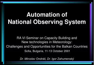 Automation of National Observing System