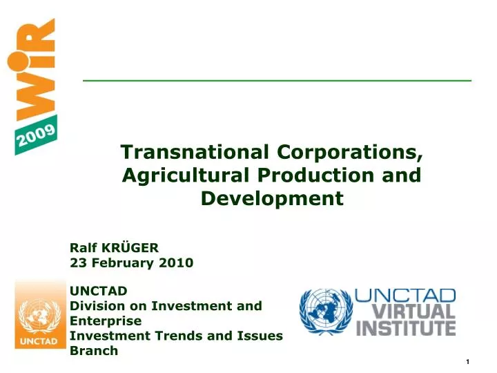 transnational corporations agricultural production and development
