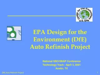 EPA Design for the Environment (DfE) Auto Refinish Project
