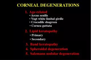 CORNEAL DEGENERATIONS
