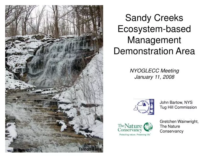 sandy creeks ecosystem based management demonstration area nyoglecc meeting january 11 2008