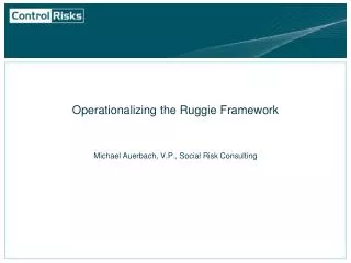 Operationalizing the Ruggie Framework