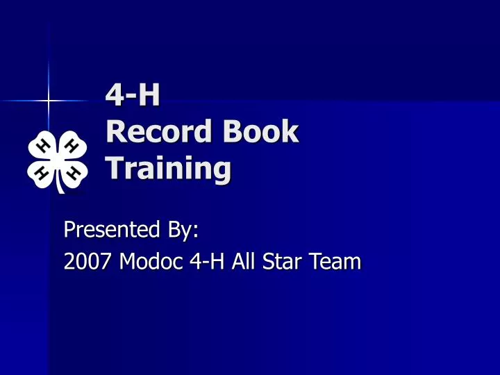4 h record book training