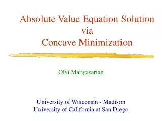 Absolute Value Equation Solution via Concave Minimization