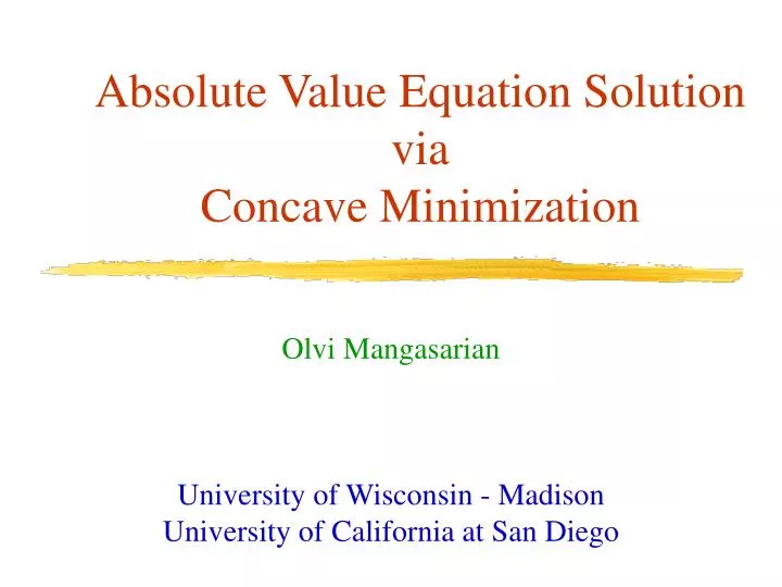 absolute value equation solution via concave minimization