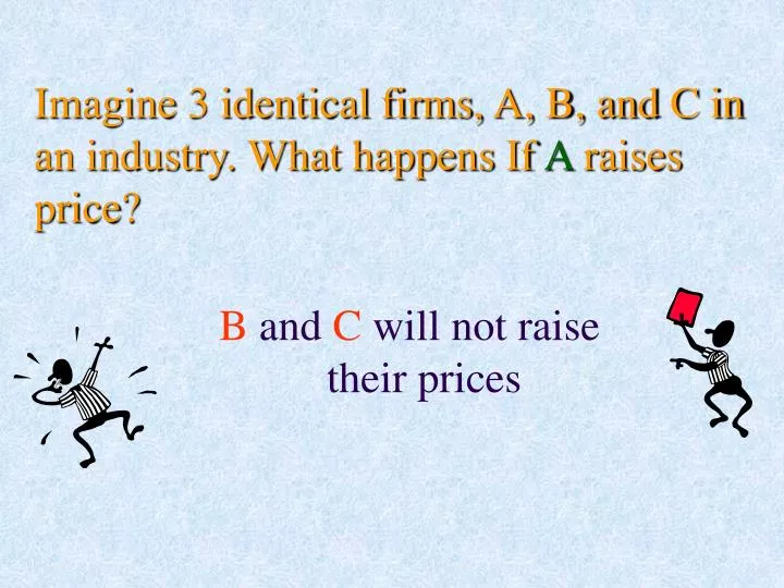 imagine 3 identical firms a b and c in an industry what happens if a raises price