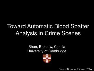 Toward Automatic Blood Spatter Analysis in Crime Scenes