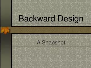 Backward Design