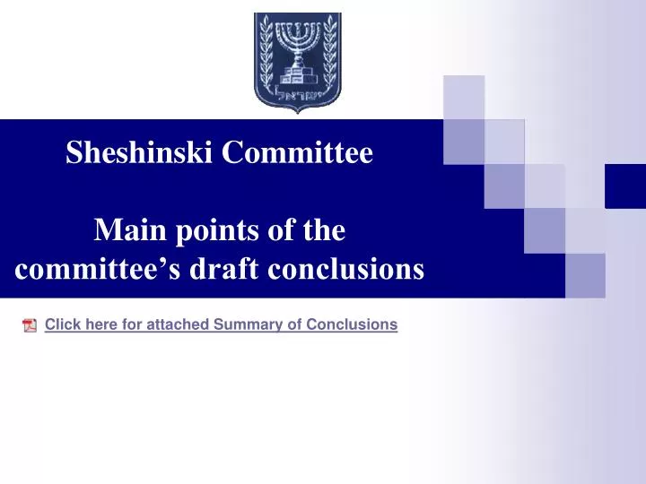 sheshinski committee main points of the committee s draft conclusions