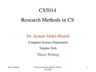 CS5014 Research Methods in CS