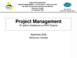 Project Management 6 th edition Guidebook on APEC Projects