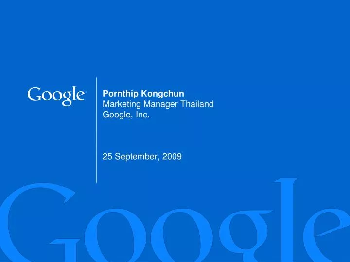 pornthip kongchun marketing manager thailand google inc 25 september 2009