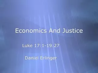 Economics And Justice