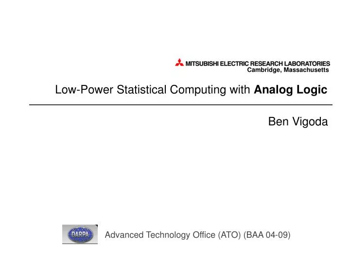 low power statistical computing with analog logic