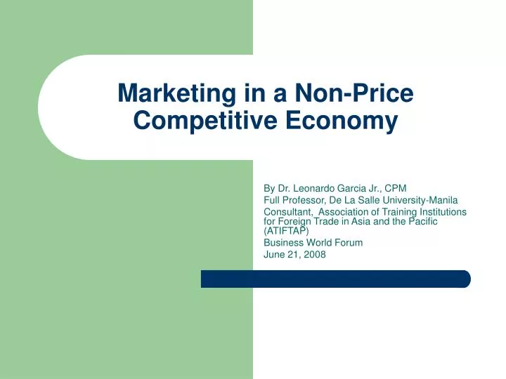 marketing in a non price competitive economy