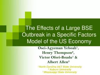 The Effects of a Large BSE Outbreak in a Specific Factors Model of the US Economy