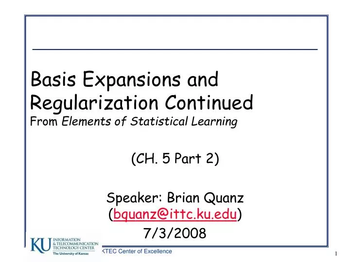 basis expansions and regularization continued from elements of statistical learning