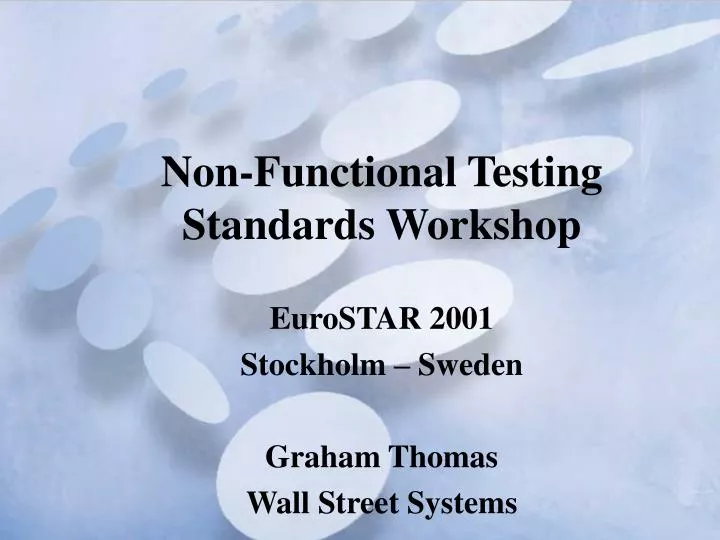 non functional testing standards workshop