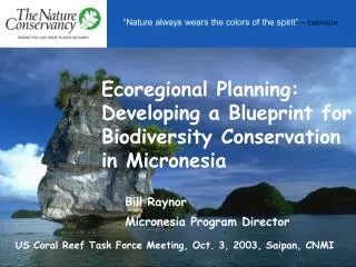 Ecoregional Planning: Developing a Blueprint for Biodiversity Conservation in Micronesia