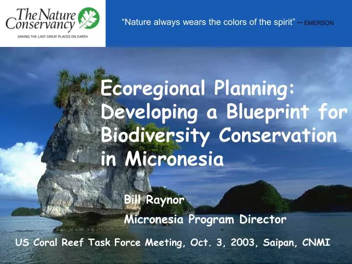 ecoregional planning developing a blueprint for biodiversity conservation in micronesia