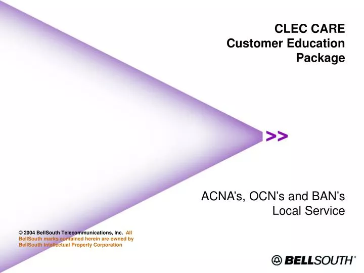 clec care customer education package acna s ocn s and ban s local service