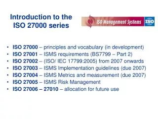 Introduction to the ISO 27000 series