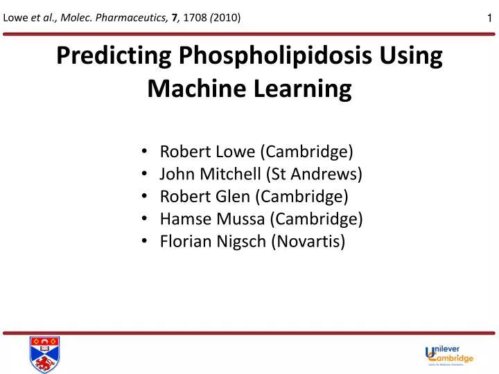 predicting phospholipidosis using machine learning