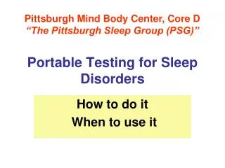 Portable Testing for Sleep Disorders